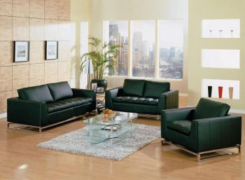 Black, White or Red Leather Modern 3PC Living Room Set [VGS-Manhattan-Black]