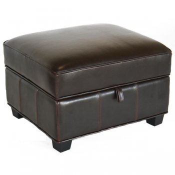 Brown Color Cube Shape Leather Ottoman With Storage [WIO-A-136]