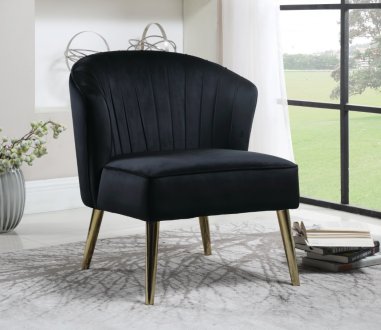 903030 Set of 2 Accent Chairs in Black Velvet by Coaster