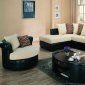 Creame Chenille Fabric Stylish Sectional Sofa W/Dark Bycast Base
