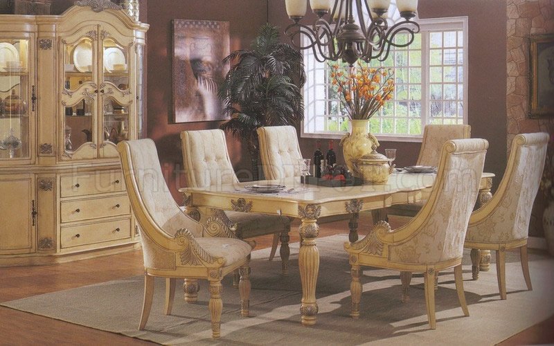 Formal Dining Table W Optional Chairs, Antique White Formal Dining Room Sets