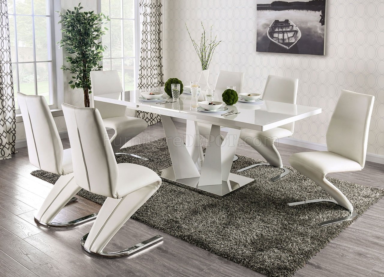 Zain Dining Table Foa3742t In High, High Gloss White Kitchen Table And Chairs