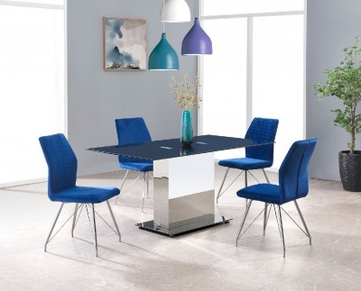 D1530DT Dining Set 5Pc by Global w/Blue Velvet Side Chairs