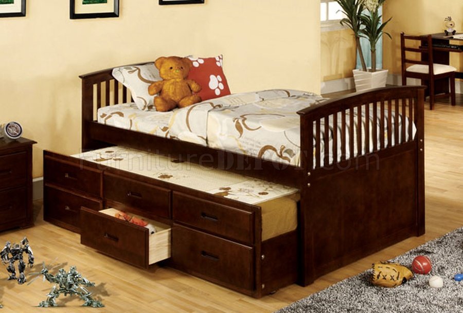 CM7035CH Bella II Youth Bed in Dark Walnut w/Trundle & Drawers - Click Image to Close