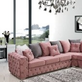 LCL-027 Sectional Sofa in Pink Velvet
