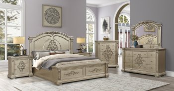 Alicia Bedroom Set 6Pc in Gold w/Options [ADBS-Alicia Gold]