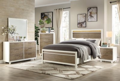 Renly 5Pc Bedroom Set 2056 in White & Oak by Homelegance