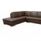 Dark Brown Leather Modern Sectional Sofa w/Mirror-sided feet