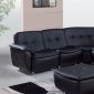 Bonded Black Leather Modern Sectional Sofa w/Optional Ottoman