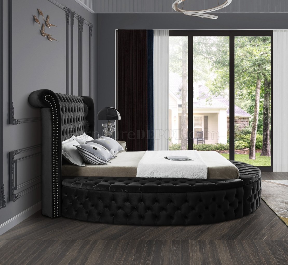 Luxus Velvet Bed in Black by Meridian w/Options