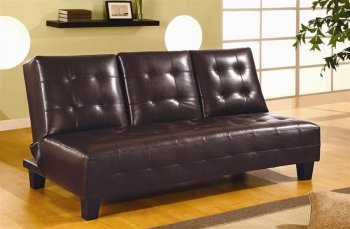 Dark Chocolate Brown Bycast Leather Sofa Bed W/Flip Down Tray [CRSB-215-300153]