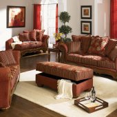 Red Chenille Fabric Traditional Living Room Sofa w/Options
