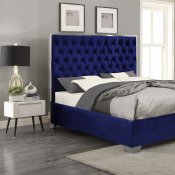 Lexi Upholstered Bed in Navy Velvet Fabric by Meridian w/Options