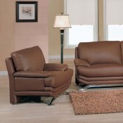 Brown Leather Living Room Set with Metal Legs