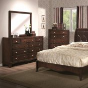 Brown Cherry Finish Transitional Bedroom w/Optional Case Goods