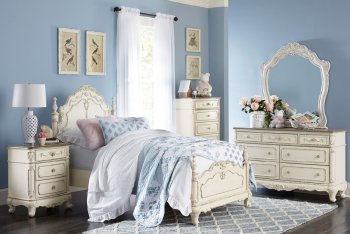 Cinderella 4Pc Bedroom Set 1386TNW - Antique White - Homelegance [HEKB-1386TNW-Cinderella]