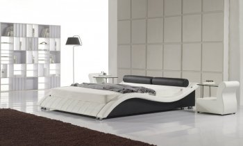 040 Bed in White & Black Leatherette by Soho Concepts [SHBS-040]