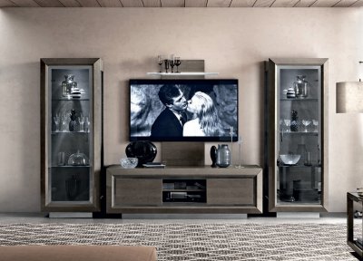 Elite Entertainment Center in Brown & Beige by ESF w/ Options