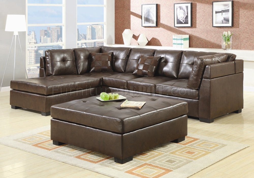 Darie Sectional Sofa 500686 Brown Bonded Leather Match - Coaster - Click Image to Close