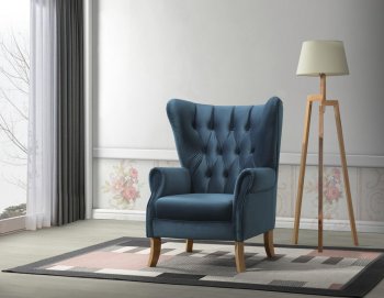 Adonis Accent Chair Set of 2 59518 in Azure Blue Velvet by Acme [AMAC-59518 Adonis]