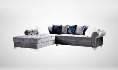 LCL-003 Sectional Sofa in Gray Velvet