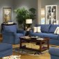 Blue Denim Fabric Modern Sofa & Loveseat Set w/Options