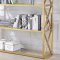 Milavera Bookshelf 92460 in Clear Glass & Golden Metal by Acme