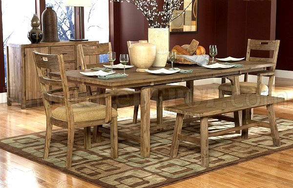 Weathered Driftwood Finish Transitional Dining Table w/Options - Click Image to Close
