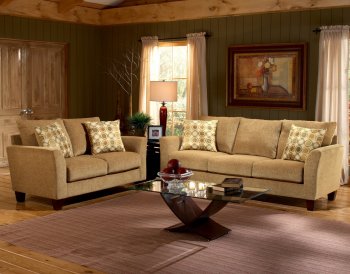 Barton Camel Fabric Casual Living Room Sofa & Loveseat Set [CHFS-CU-4700]