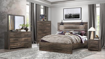 Linwood Bedroom Set 5Pc in Dark Oak by Global w/Options