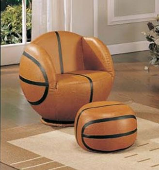 Modern Leather Match Kid's Sport Swivel Chair w/Ottoman [AMSC-05527]