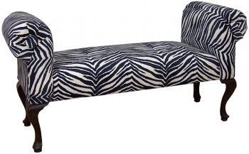 Black & White Zebra Fabric Elegant Traditional Bench [PMBC-4040-Zebra]