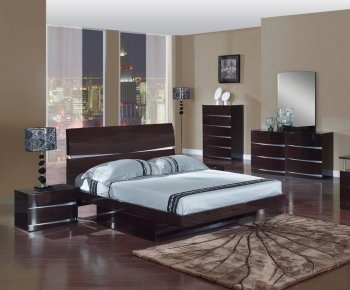 Wenge Finish Modern Stylish Bedroom w/Optional Casegoods [GFBS-Aurora-WG]