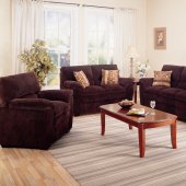 Dark Chocolate Corduroy Fabric Modern Living Room Sofa w/Options