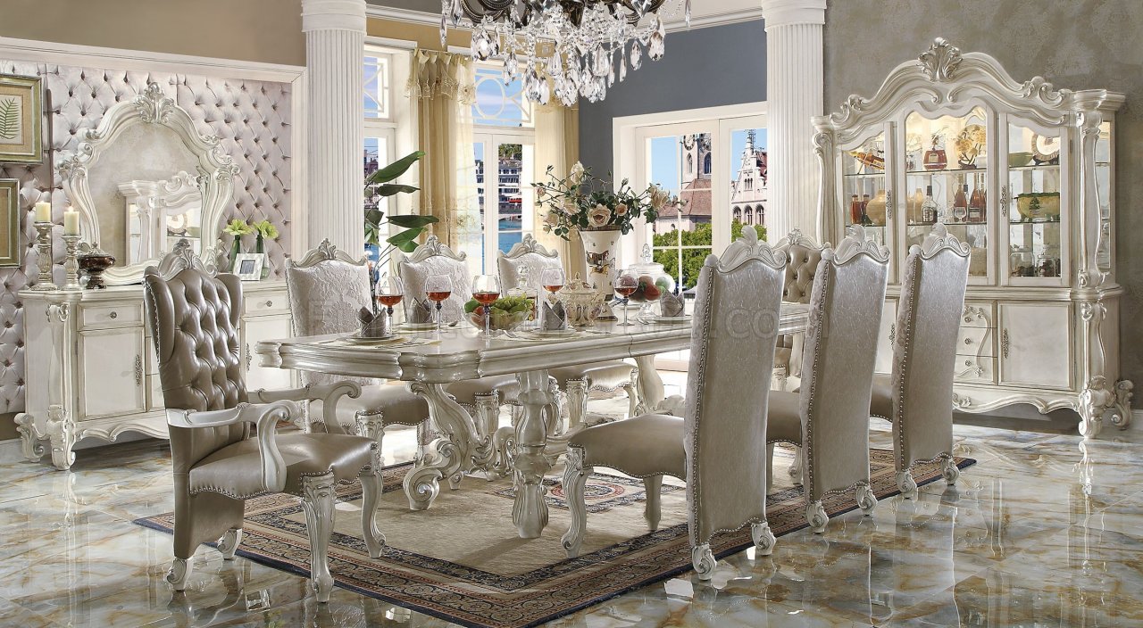 Versailles Dining Table 61130 in Bone White by Acme w/Options - Click Image to Close