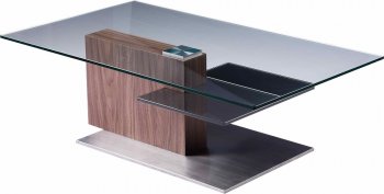 SE010 Coffee Table in Walnut w/Clear Glass Top by J&M [JMCT-SE010]