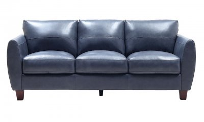 Traverse Sofa & Loveseat Set in Blue Leather by Leather Italia