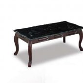 Dark Cherry Finish Coffee Table w/Black Faux Marble Top