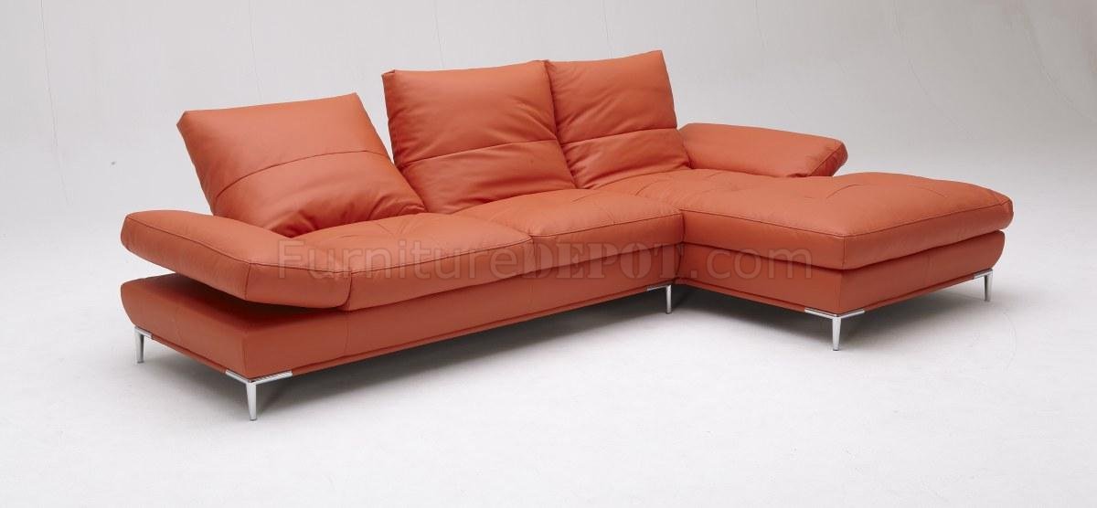 1307 Dahlia Sectional Sofa In Orange, Orange Leather Sofa Furniture Village