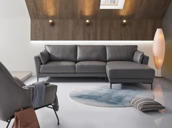 Meka Sectional Sofa LV02396 in Anthracite Leather by Acme [AMSS-LV02396 Meka]