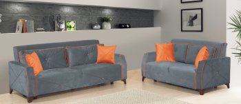 Venedik Sofa Bed in Grey Microfiber by Rain w/Optional Items [RNSB-Venedik Grey]