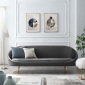 Sublime Sofa in Gray Velvet Fabric by Modway