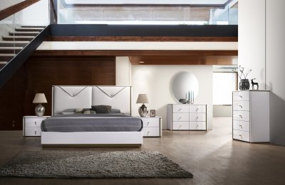 Lucera Bedroom by J&M in White w/Optional Casegoods