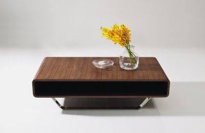 136A Coffee Table in Walnut by J&M w/Chrome Legs