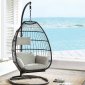 Oldi Outdoor Patio Hanging Chair 45115 in Beige & Black by Acme