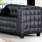 Black Top Grain Italian Tufted Leather Modern 4PC Sofa Set