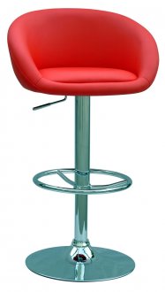 Red & Chrome Swivel Set of 2 Barstools w/Adjustable Height