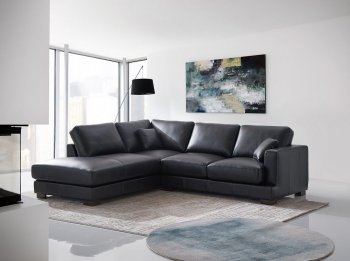 Geralyn Sectional Sofa LV02397 in Black Leather by Acme [AMSS-LV02397 Geralyn]