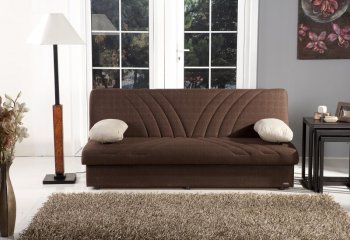 Brown Fabric Contemporary Sleeper Sofa w/Storage [MNSB-Max-Brown]