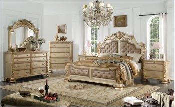 Miranda Traditional Bedroom 6Pc Set in Golden Color Finish [ADBS-Miranda]